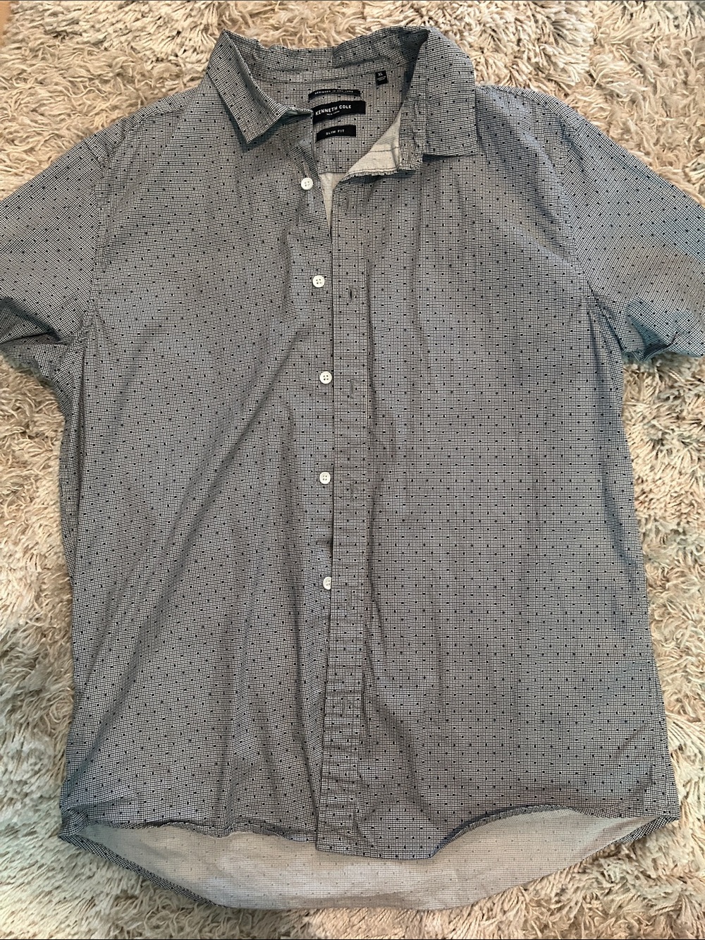 Kenneth Cole Short Sleeve Button-Down Shirt  with Micro Dot Print